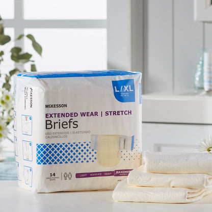 McKesson Extended Wear Unisex Adult Incontinence Brief Large / X-Large Disposable Heavy Absorbency (980311_BG)