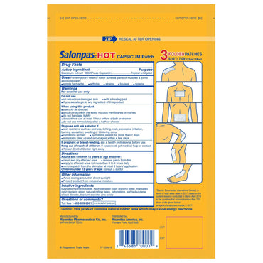 Salonpas® Hot Topical Pain Relief Capsaicin Patch 3 per Box (1157126_CT)