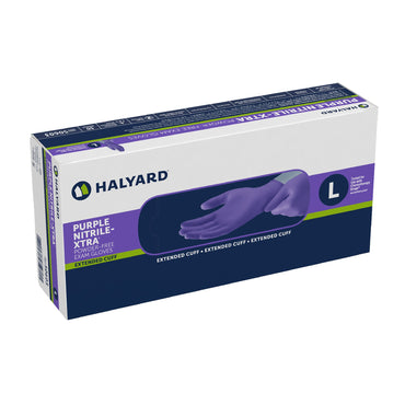 Purple Nitrile-Xtra™ Exam Glove Large NonSterile Nitrile Extended Cuff Length Textured Fingertips Purple Chemo Tested (365067_CS)