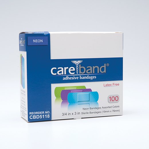Careband™ Adhesive Strip 3/4 X 3 Inch Plastic Rectangle Neon Sterile (1094527_BX)