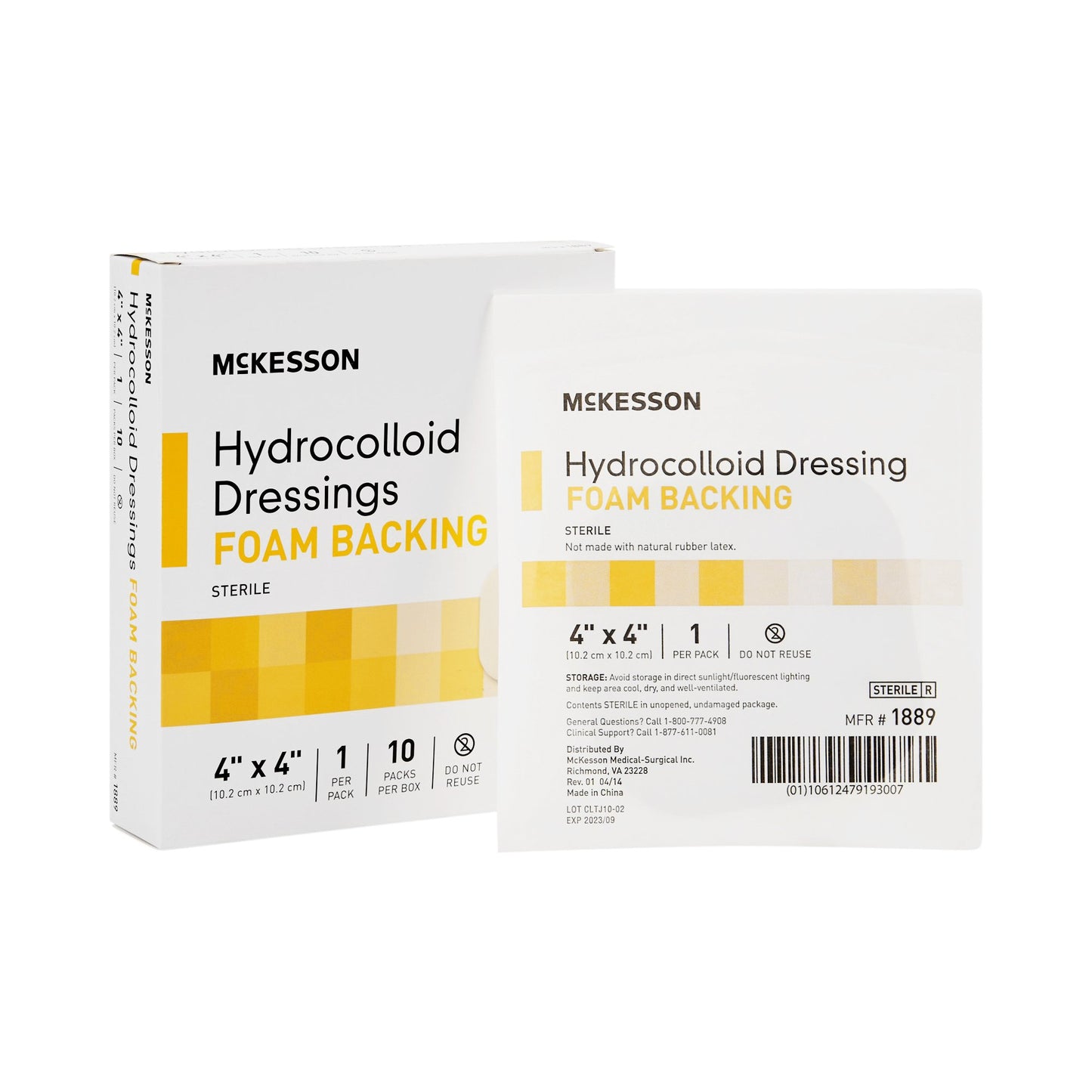 McKesson Hydrocolloid Dressing Foam Backing 4 X 4 Inch Square Hydrocolloid / Foam (882995_BX)
