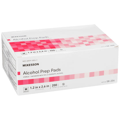 McKesson Alcohol Prep Pad 70% Strength Isopropyl Alcohol Individual Packet Medium Sterile (191089_BX)