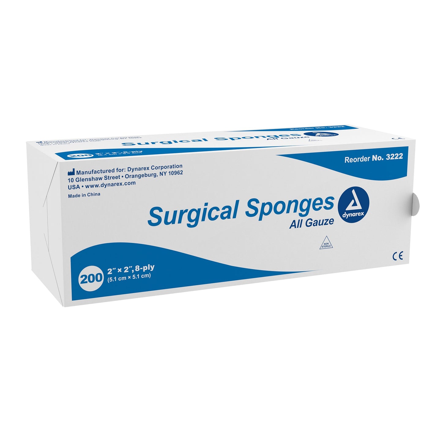 Dynarex® Gauze Sponge 2 X 2 Inch 8-Ply NonSterile 200 per Pack (830702_BX)