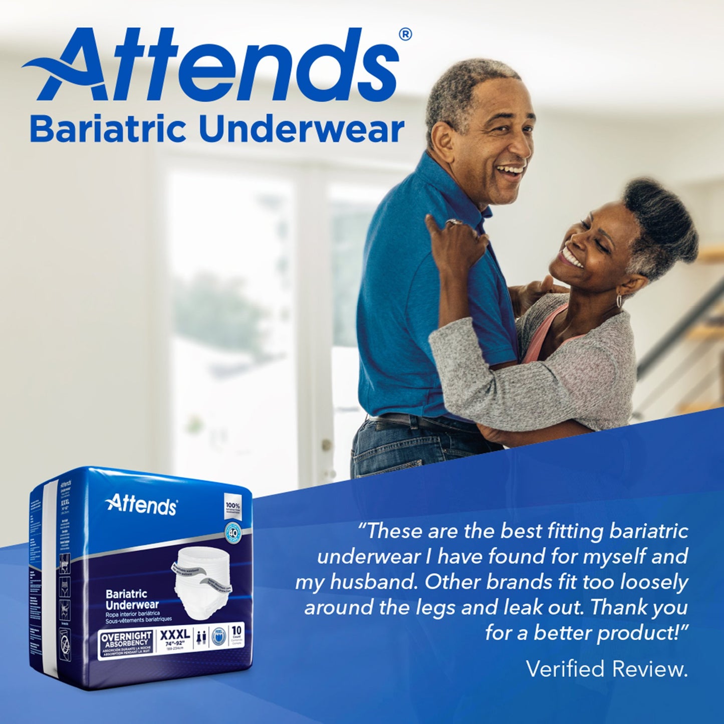 Attends® Bariatric Unisex Adult Absorbent Underwear Pull On with Tear Away Seams 3X-Large Disposable Heavy Absorbency (1184056_PK)