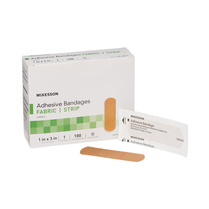 McKesson Adhesive Strip 1 X 3 Inch Fabric Rectangle Tan Sterile (466872_CS)