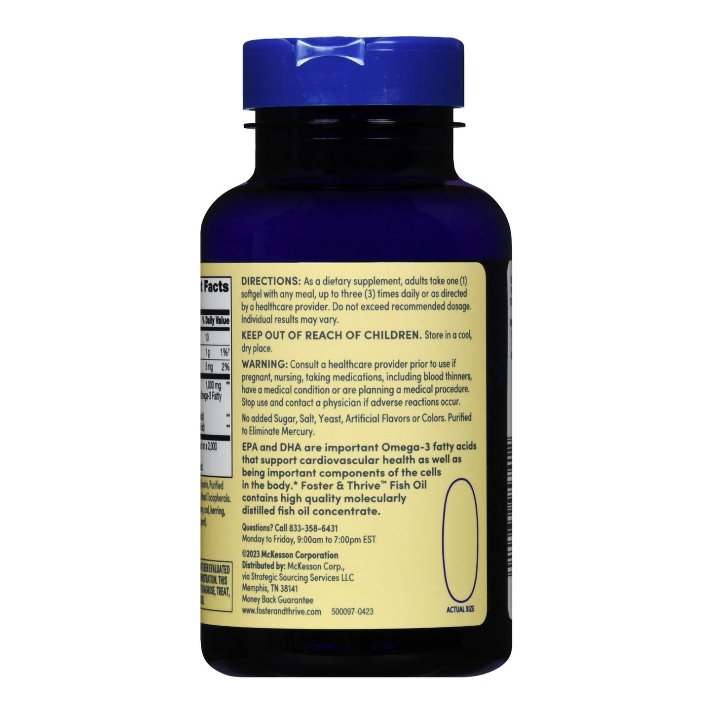 Foster & Thrive™ Omega 3 Supplement Fish Oil 1,000 mg Strength Softgel 100 per Bottle (1244151_BT)