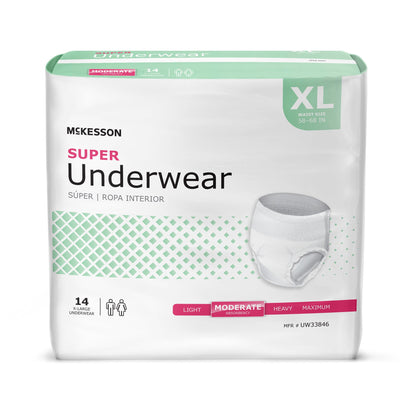 McKesson Unisex Adult Absorbent Underwear Pull On with Tear Away Seams X-Large Disposable Moderate Absorbency (1123834_CS)