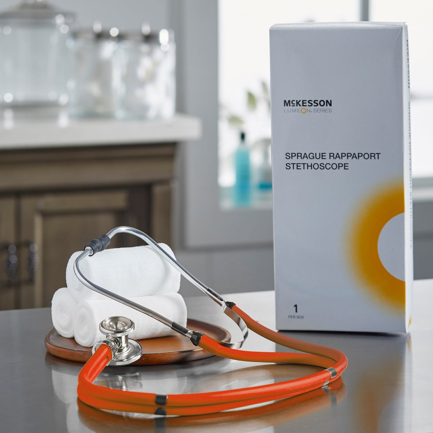 McKesson Sprague Stethoscope Orange 2-Tube 22 Inch Tube Double Sided Chestpiece (1089448_EA)