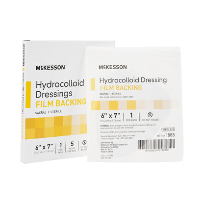 McKesson Hydrocolloid Dressing Waterproof Film Backing 6 X 7 Inch Sacral Hydrocolloid / Film (882993_CS)