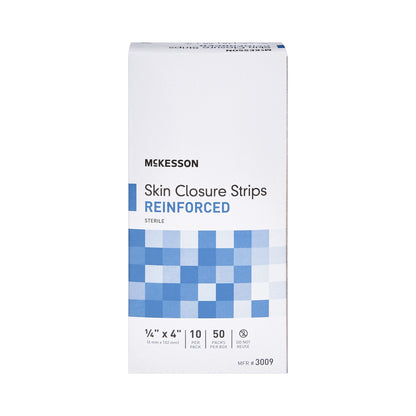 McKesson Skin Closure Strip 1/4 X 4 Inch Nonwoven Material Reinforced Strip White (876308_BX)