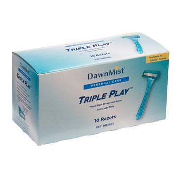 DawnMist® Triple Play™ Personal Razor with Lubricating Strip Single Edge Triple Blade NonSterile Disposable (514816_CS)