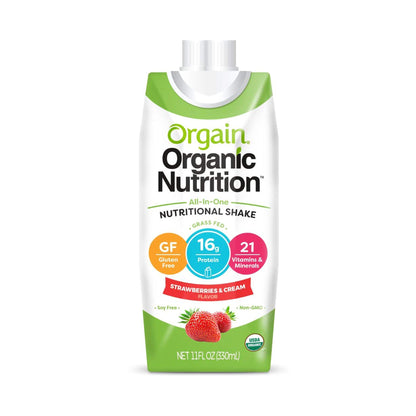 Orgain® Organic Nutritional Shake Oral Supplement Strawberries and Cream Flavor Liquid 11 oz. Carton (1039283_CS)