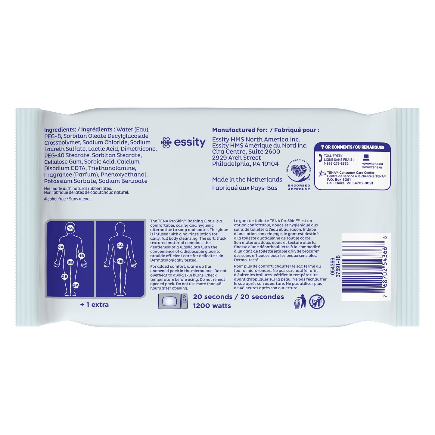 TENA® ProSkin™ Rinse-Free Bathing Glove Wipe Soft Pack Scented 5 Count (1205116_PK)