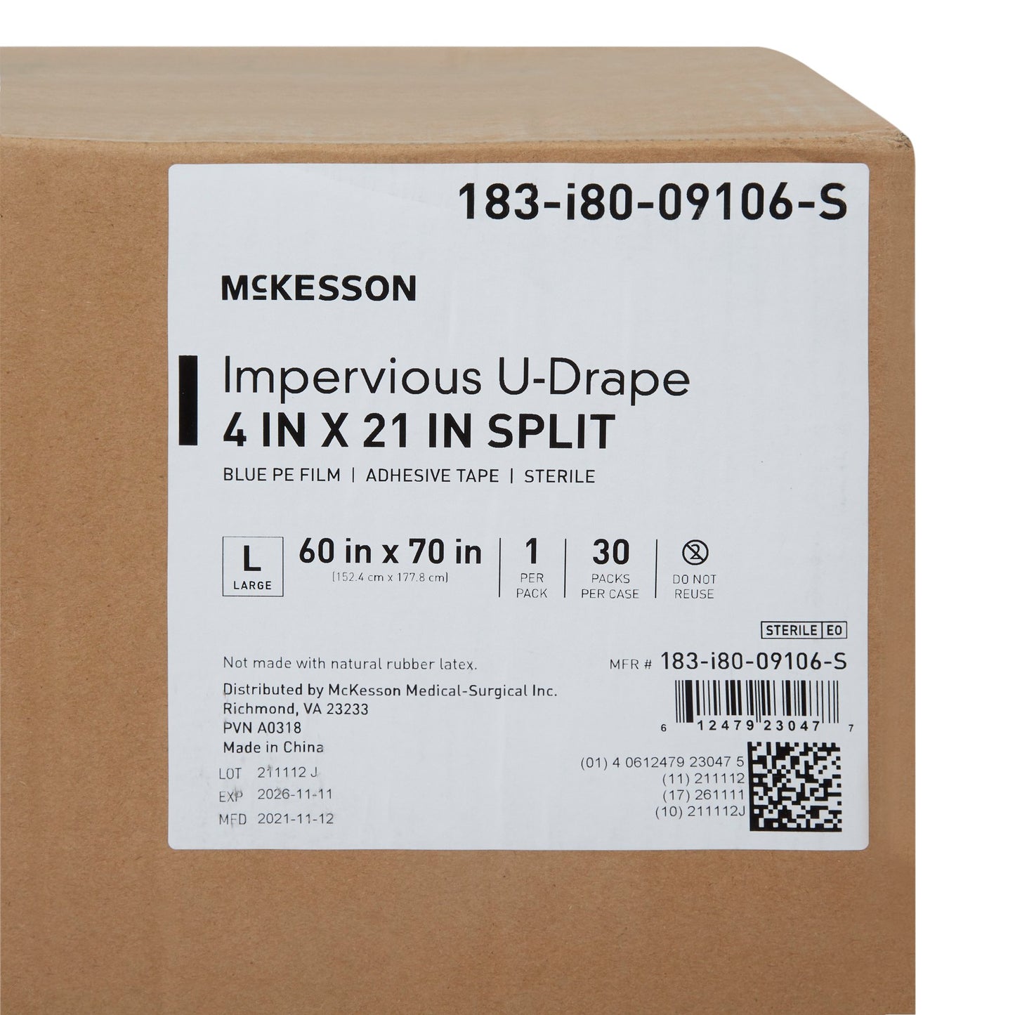McKesson Orthopedic Drape Impervious U-Drape 60 W X 70 L Inch Sterile (1101275_CS)