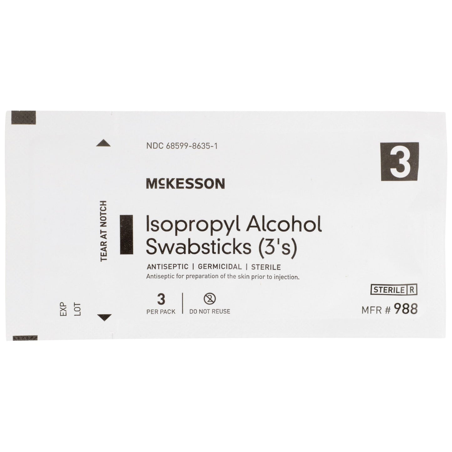 McKesson Impregnated Swabstick 70% Strength Isopropyl Alcohol Individual Packet Sterile (854754_CS)