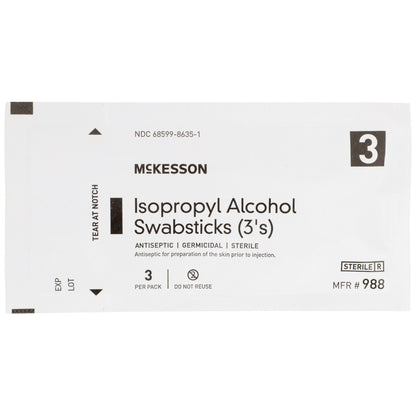 McKesson Impregnated Swabstick 70% Strength Isopropyl Alcohol Individual Packet Sterile (854754_CS)
