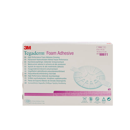 3M™ Tegaderm™ High Performance Foam Dressing 4 X 4-1/2 Inch With Border Film Backing Acrylic Adhesive Oval Sterile (465141_EA)