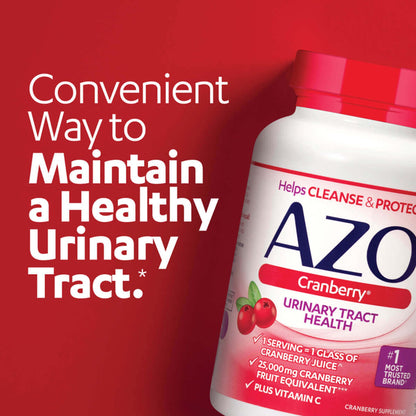 AZO® Urinary Tract Health Dietary Supplement Vitamin C (as ascorbic acid) / Cranberry (Vaccinium macrocarpon) Whole Fruit Powder 120 mg - 500 mg Strength Softgel 100 per Bottle (1065924_BT)