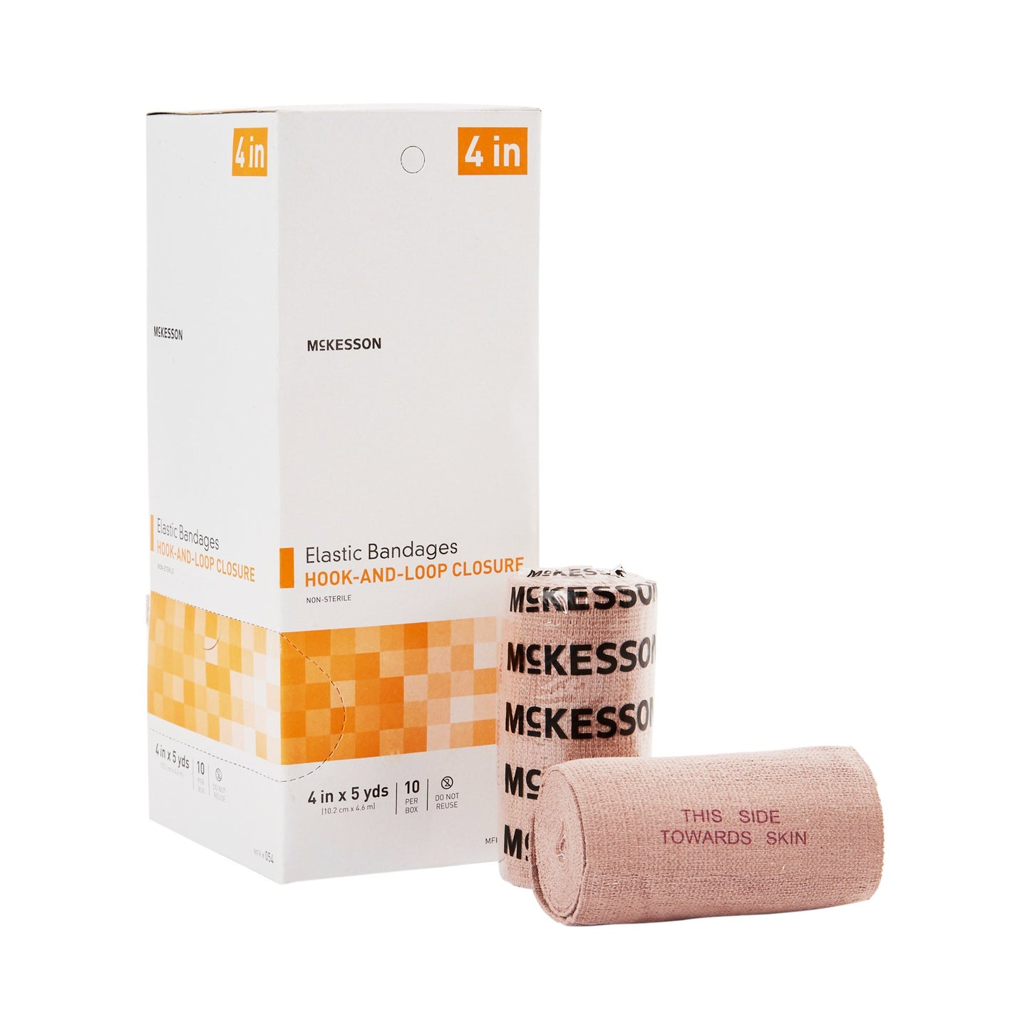 McKesson Elastic Bandage 4 Inch X 5 Yard Single Hook and Loop Closure Tan NonSterile Standard Compression (911815_RL)