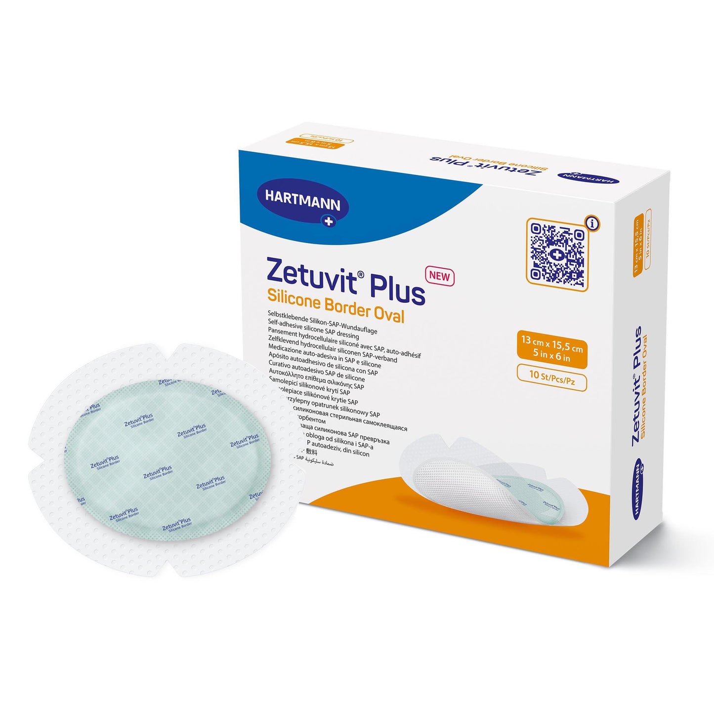 Zetuvit® Plus Silicone Border Super Absorbent Dressing Silicone Adhesive 5 X 6 Inch Oval (1235833_EA)