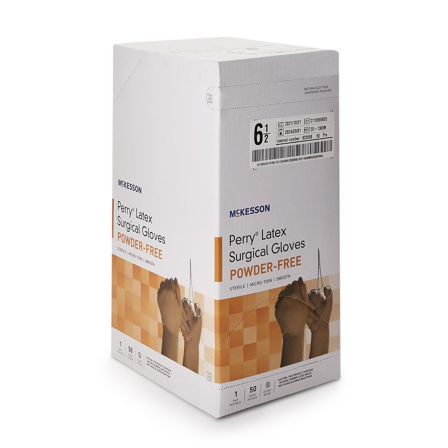 McKesson Perry® Surgical Glove Size 6.5 Sterile Latex Standard Cuff Length Smooth Brown Not Chemo Approved (1044729_CS)