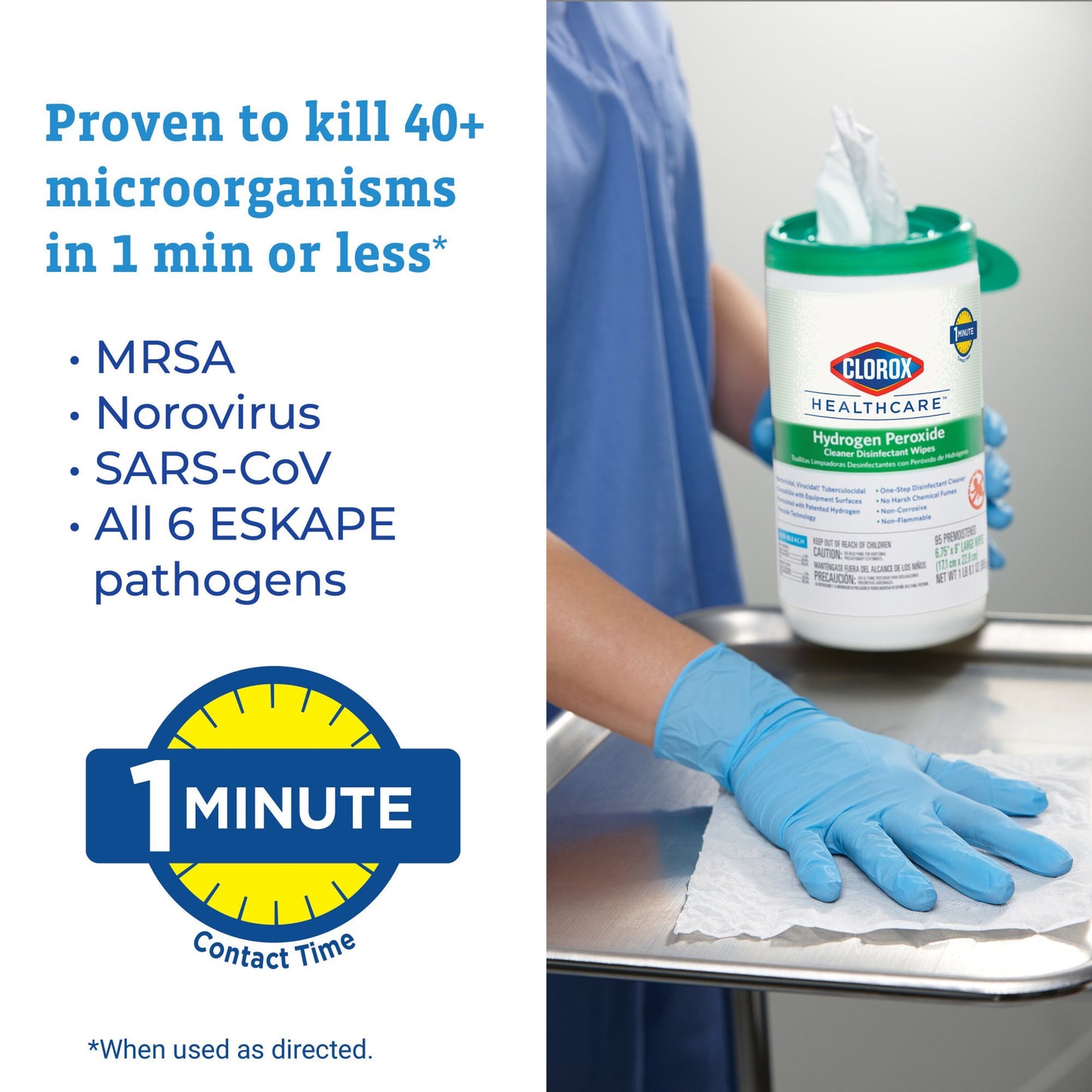 Clorox Healthcare® Surface Disinfectant Cleaner Premoistened Hydrogen Peroxide Based Manual Pull Wipe 185 Count Pail Unscented NonSterile (853531_CT)