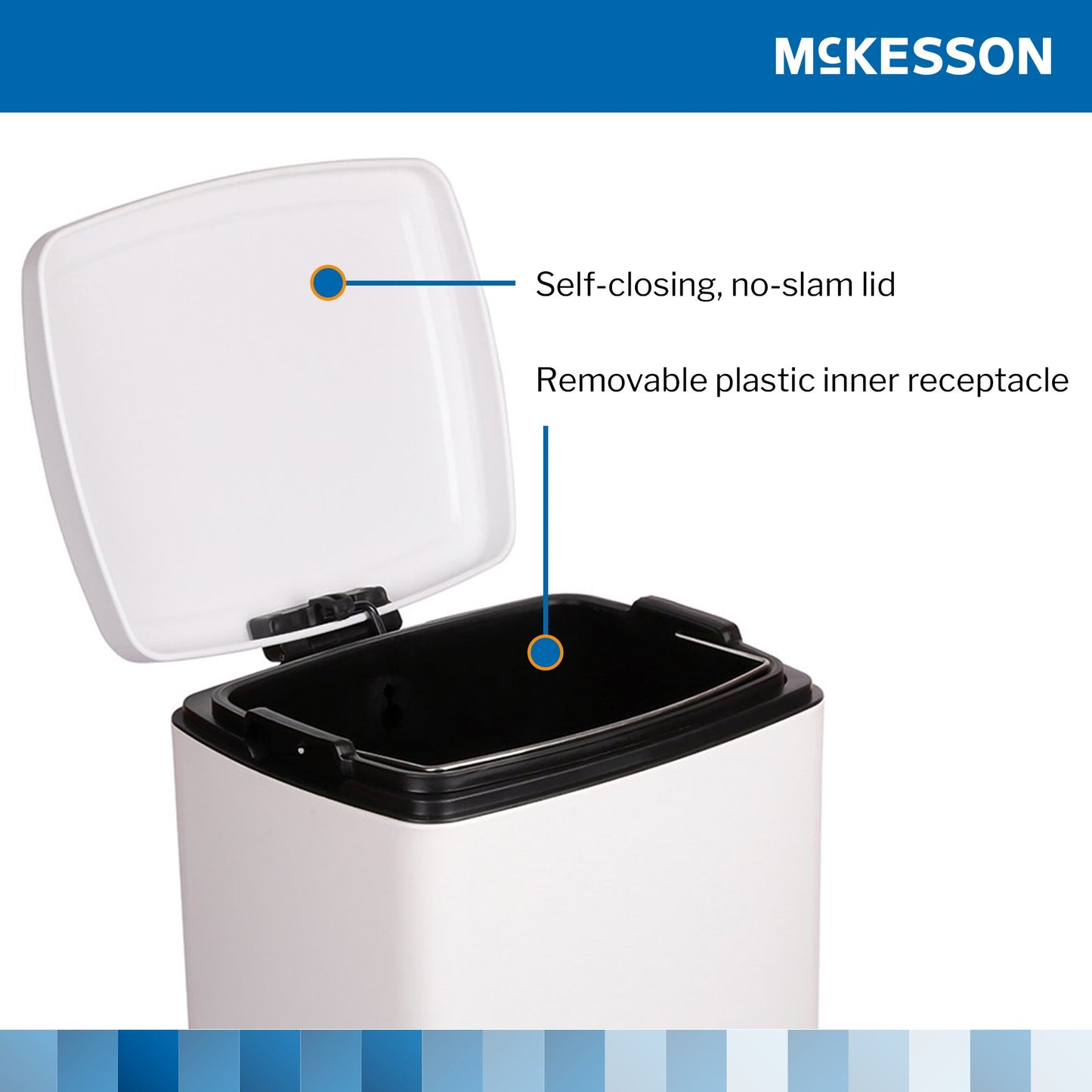 McKesson Trash Can 32 Quart / 8 gal. White Metal Square (1223678_EA)