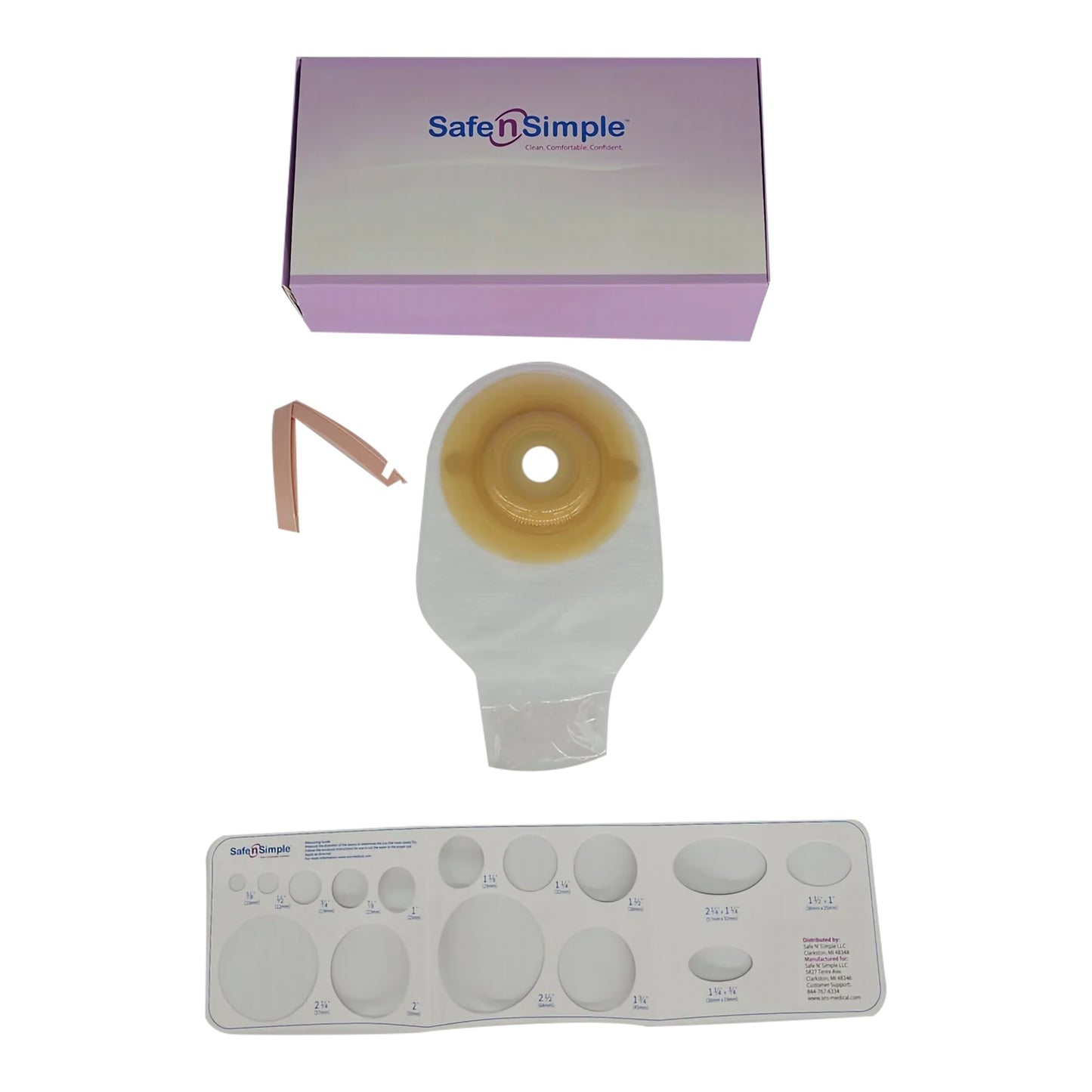 Safe n Simple™ Ostomy Pouch One-Piece System 12 Inch Length Convex, Pre-Cut 1 Inch Stoma Drainable (1243995_CS)