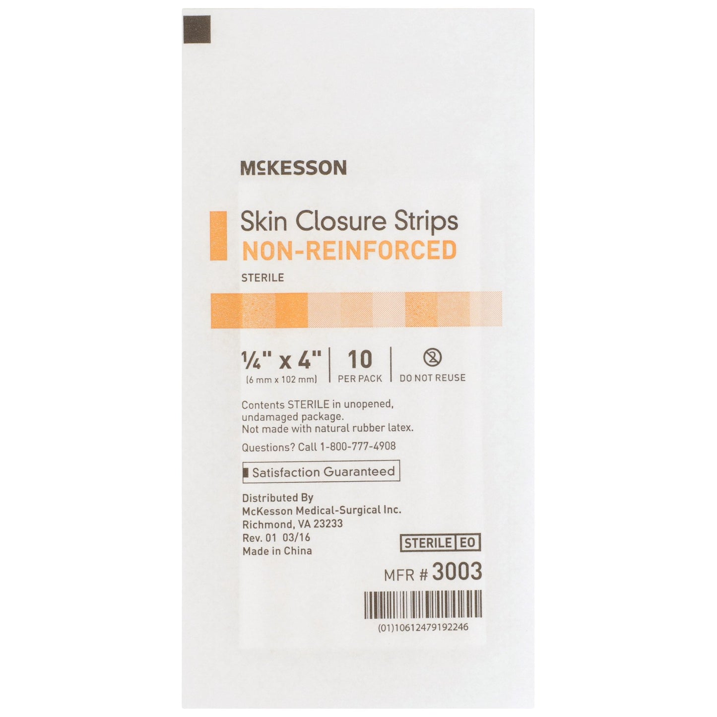McKesson Skin Closure Strip 1/4 X 4 Inch Nonwoven Material Flexible Strip Tan (876302_CS)