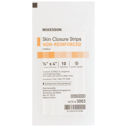 McKesson Skin Closure Strip 1/4 X 4 Inch Nonwoven Material Flexible Strip Tan (876302_BX)