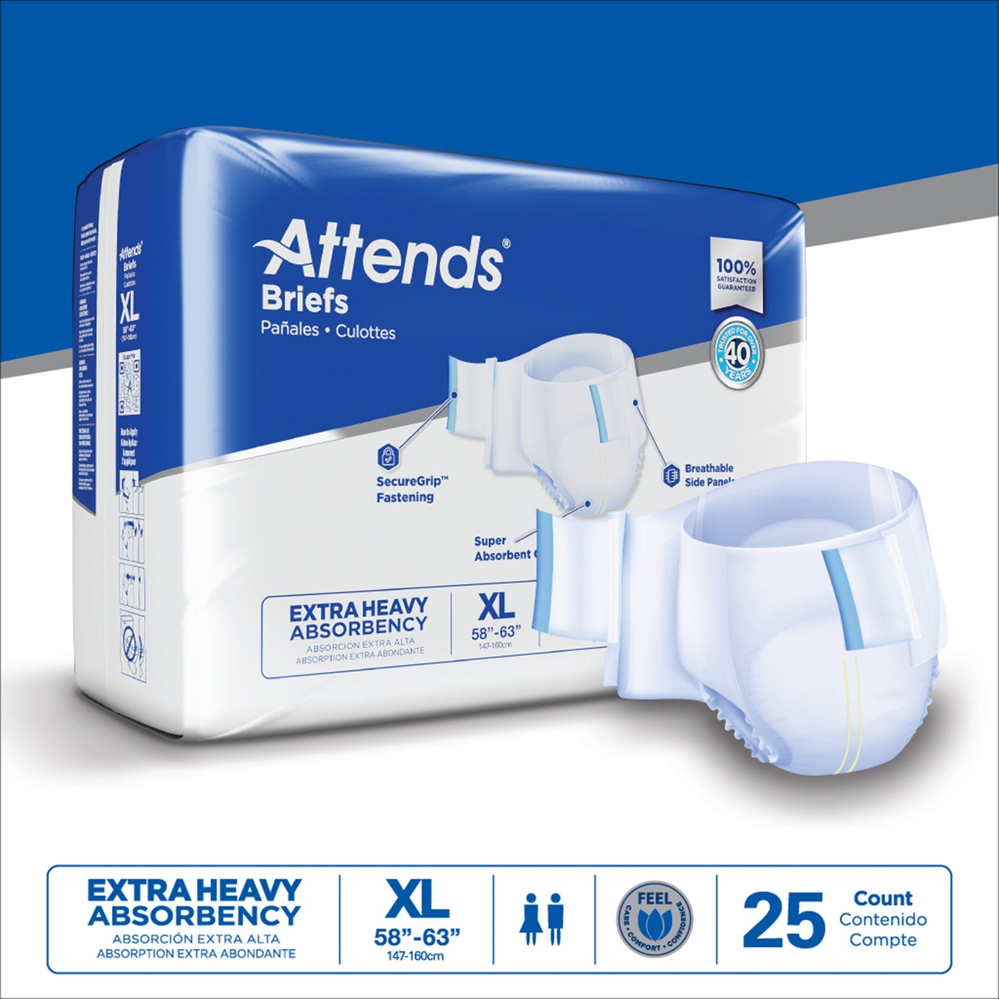 Attends® Care Advanced Unisex Adult Incontinence Brief X-Large Disposable Heavy Absorbency (1247854_CS)