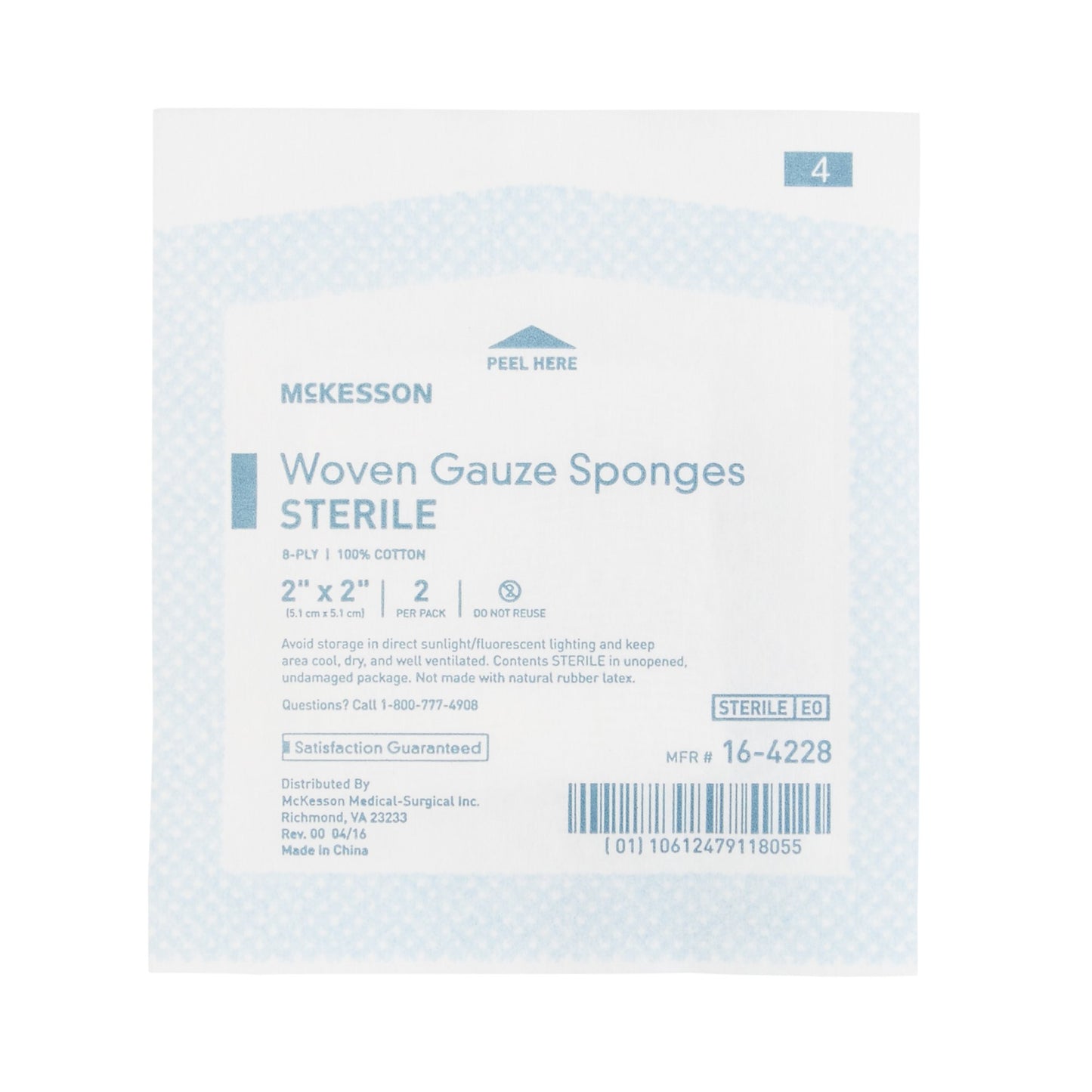 McKesson Gauze Sponge 2 X 2 Inch 8-Ply Sterile 2 per Pack (635942_CS)