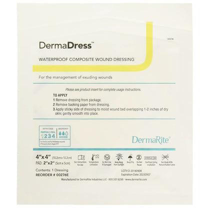 DermaDress™ Composite Dressing 4 X 4 Inch Square Sterile Waterproof Film Backing (584146_BX)