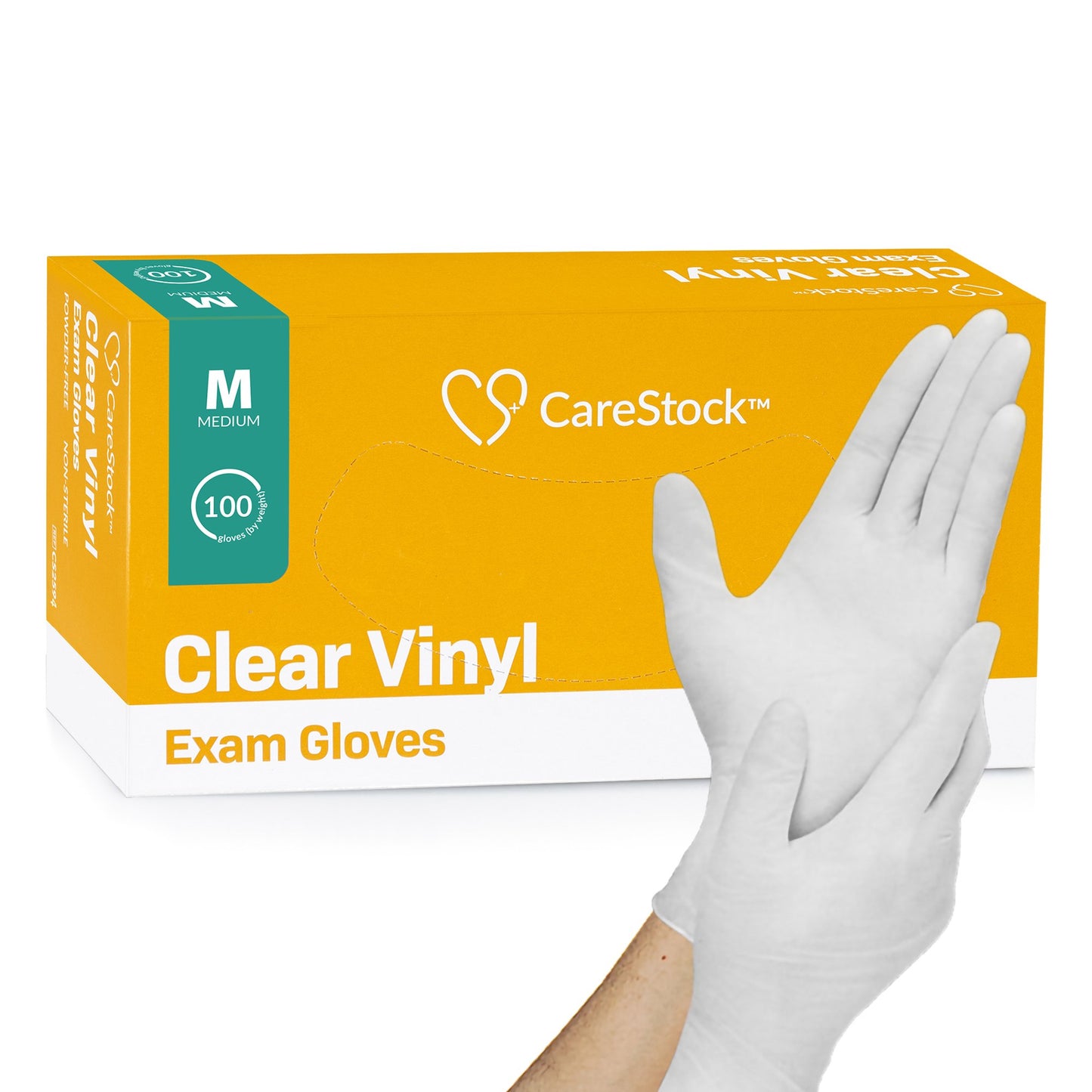 CareStock™ Exam Glove Medium NonSterile Vinyl Standard Cuff Length Smooth Clear Not Rated (1230908_CS)
