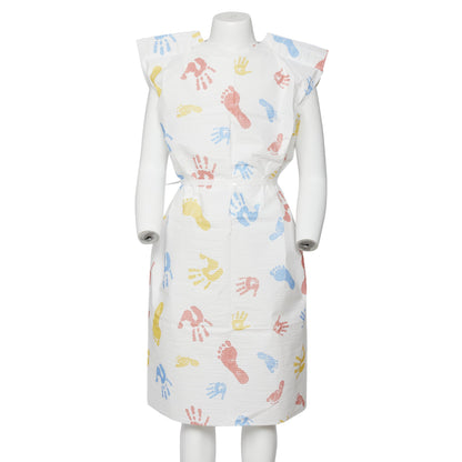 Graham Medical Products Patient Exam Gown Child Size Kid Design (Hand and Foot Print) Disposable (473089_CS)