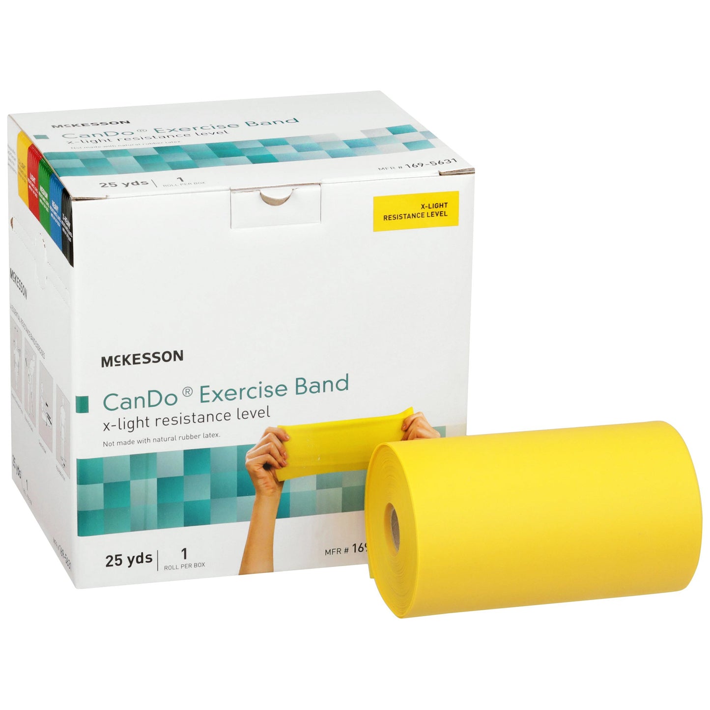 McKesson CanDo® Exercise Resistance Band Yellow 5 Inch X 25 Yard X-Light Resistance (1073312_EA)