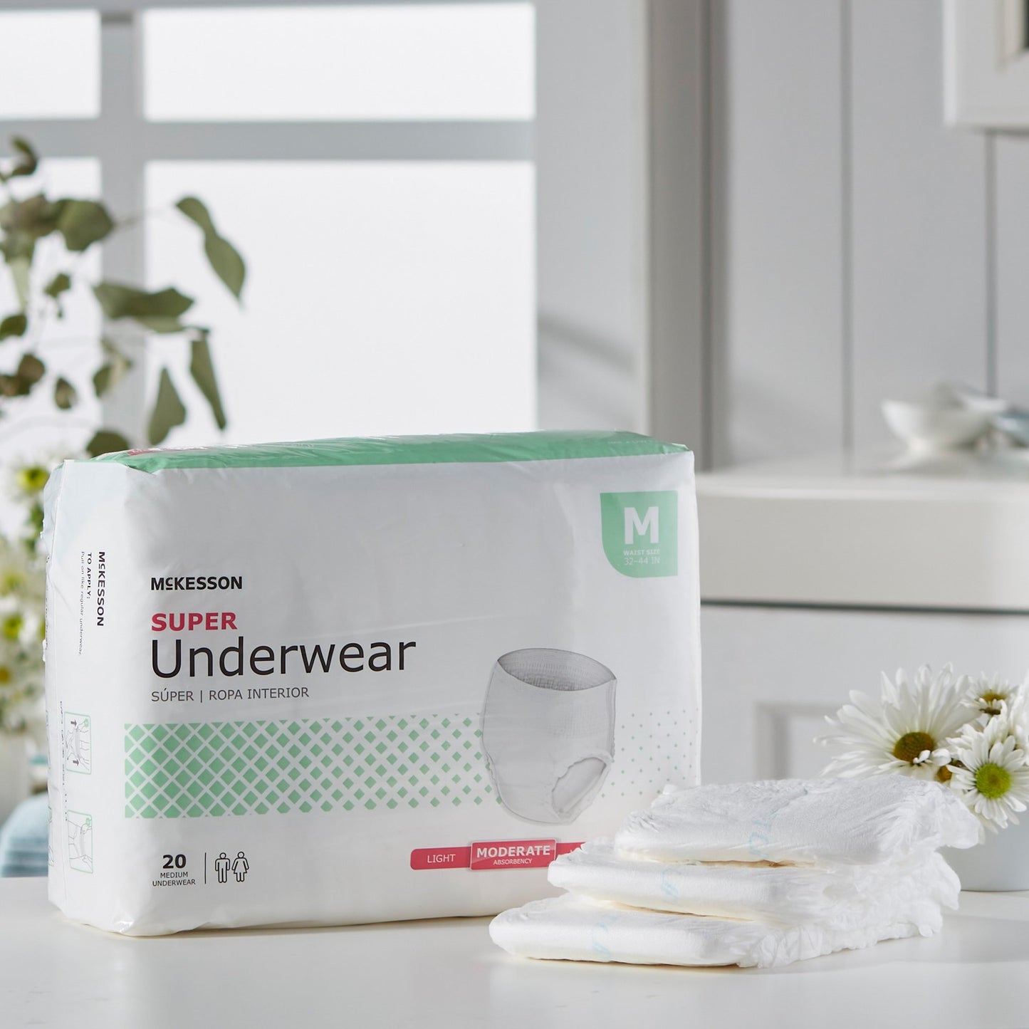 McKesson Unisex Adult Absorbent Underwear Pull On with Tear Away Seams Medium Disposable Moderate Absorbency (1123832_CS)