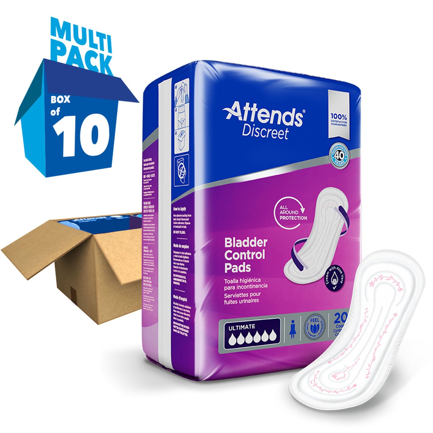 Attends® Discreet Bladder Control Pad 15 Inch Length Heavy Absorbency Polymer Core One Size Fits Most (1039115_BG)