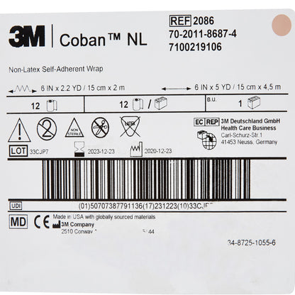3M™ Coban™ LF Cohesive Bandage 6 Inch X 5 Yard Self-Adherent Closure Tan NonSterile Standard Compression (388427_EA)