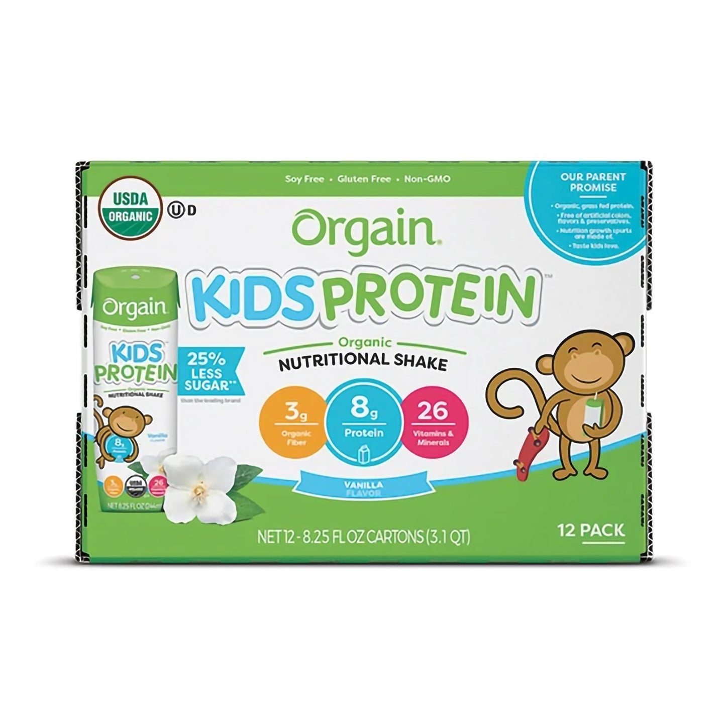 Orgain® Kids Protein™ Organic Nutritional Shake Pediatric Oral Supplement Vanilla Flavor 8.25 oz. Carton Liquid Organic (1104610_EA)