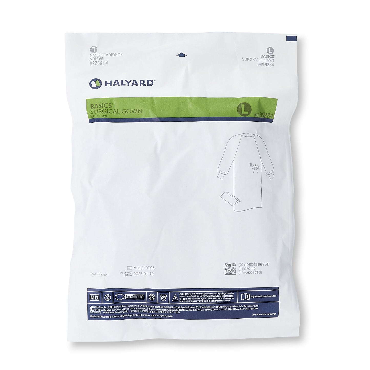 Halyard Basics Non-Reinforced Surgical Gown with Towel Large Blue Sterile Disposable (654134_EA)