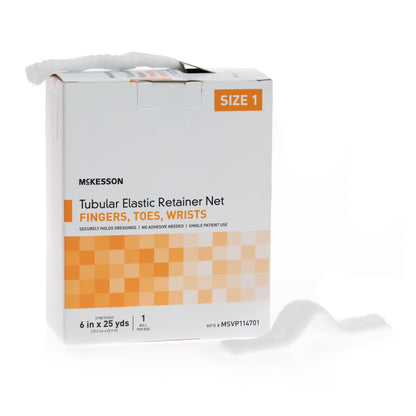 McKesson Elastic Net Retainer Dressing Tubular Elastic 6 Inch X 25 Yard (15.2 cm x 22.9 m) Size 1 White Finger / Toe / Wrist NonSterile (1113345_BX)