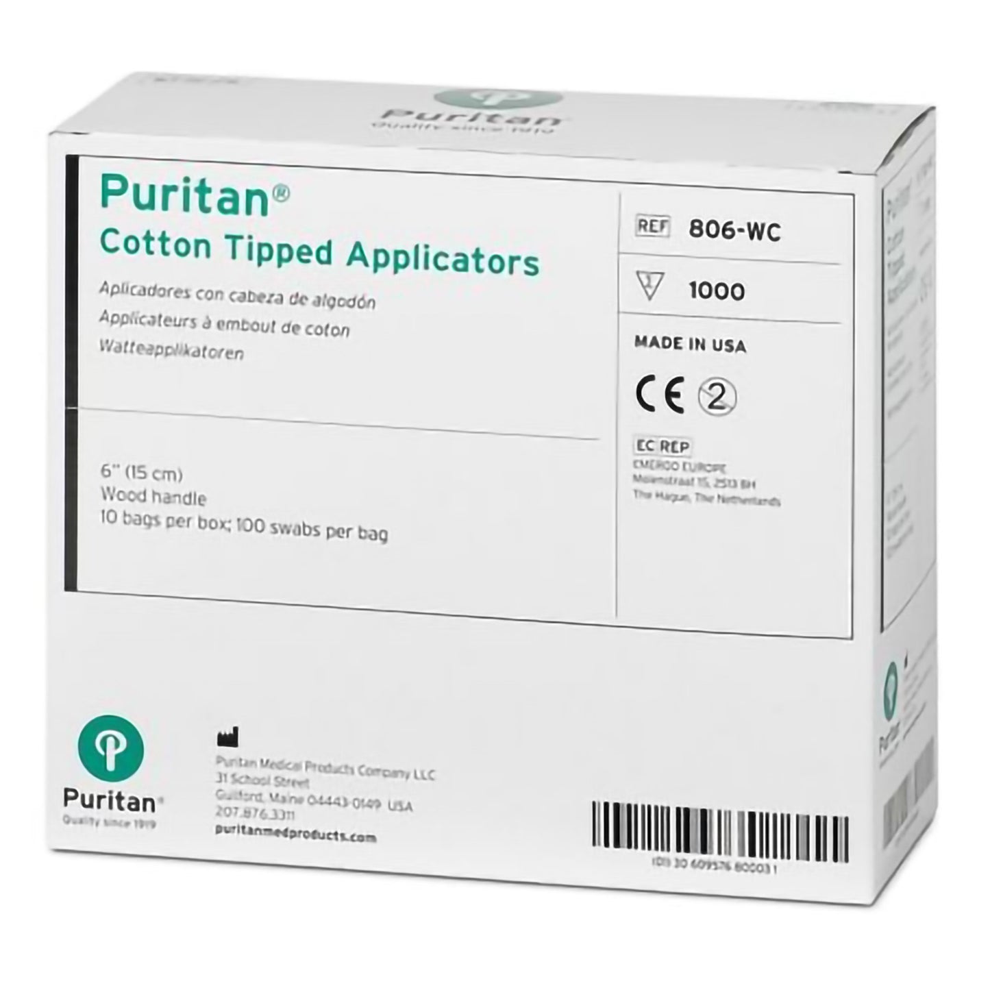 Puritan® Swabstick Cotton Tip Wood Shaft 6 Inch NonSterile 1000 per Pack (321667_BX)