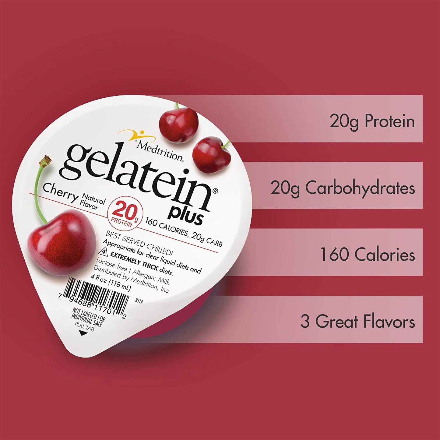 Gelatein® Plus Oral Supplement Cherry Flavor Gel 4 oz. Cup (1010081_CS)