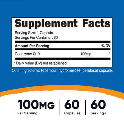 nutricost® Dietary Supplement COQ10 100 mg Strength Capsule 60 Per Bottle (1270247_BT)
