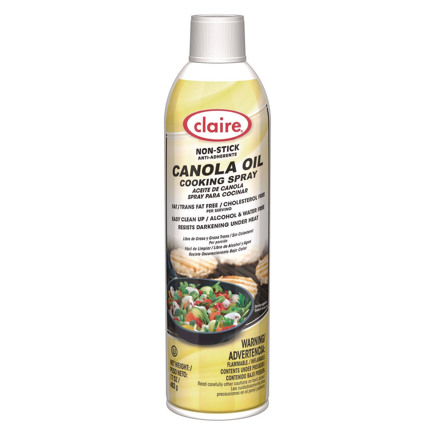 Claire Canola Oil Cooking Spray, 17 oz Aerosol Spray Can, 6/Carton (CGC8276)
