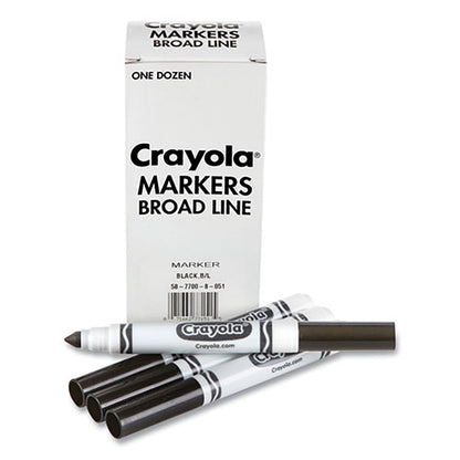 Crayola Bulk Broad Line Marker, Broad Bullet Tip, Black, 12/Box (CYO587700051)