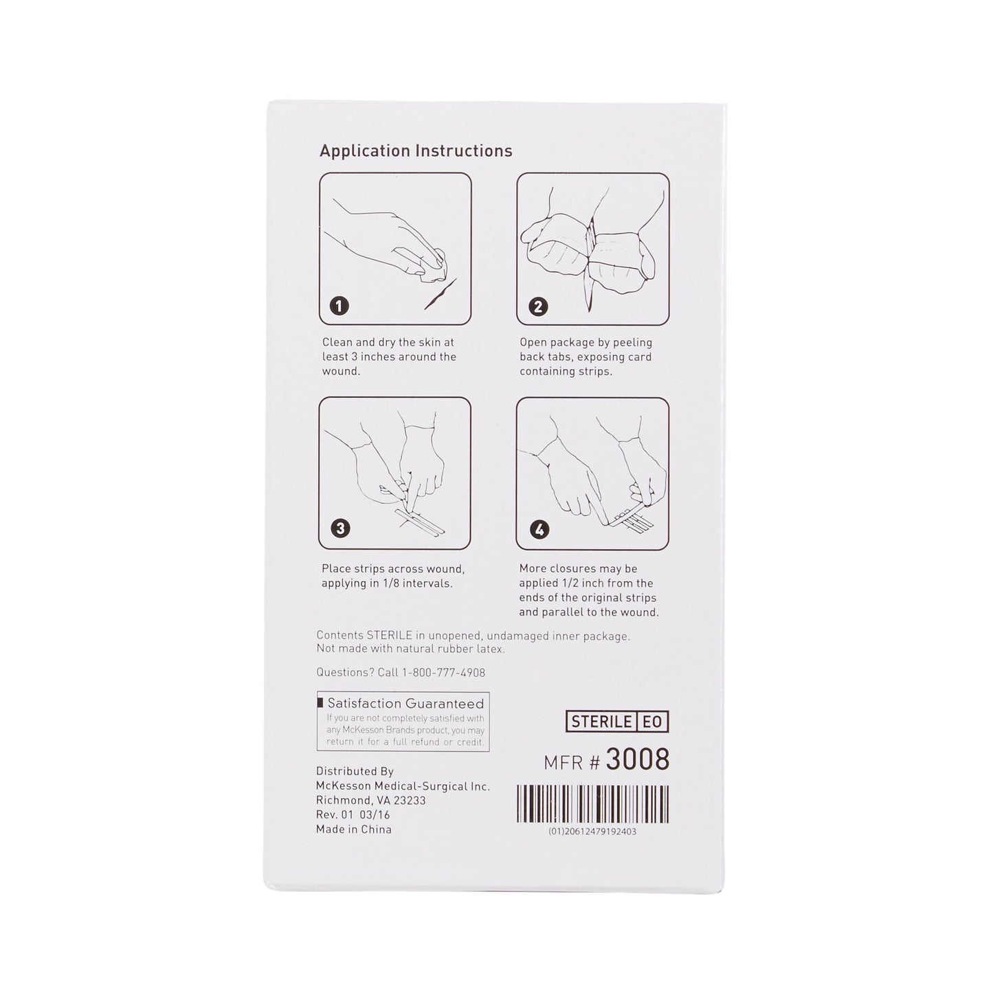 McKesson Skin Closure Strip 1/4 X 1-1/2 Inch Nonwoven Material Reinforced Strip White (876307_PK)