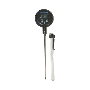 Marathon Digital Laboratory Thermometer Fahrenheit / Celsius 14° to 392°F (-10° to +200°C) Stainless Steel Probe Free-standing Battery Operated (725062_EA)