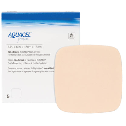 Aquacel® Foam Dressing 6 X 6 Inch Without Border Waterproof Film Backing Nonadhesive Square Sterile (802590_BX)